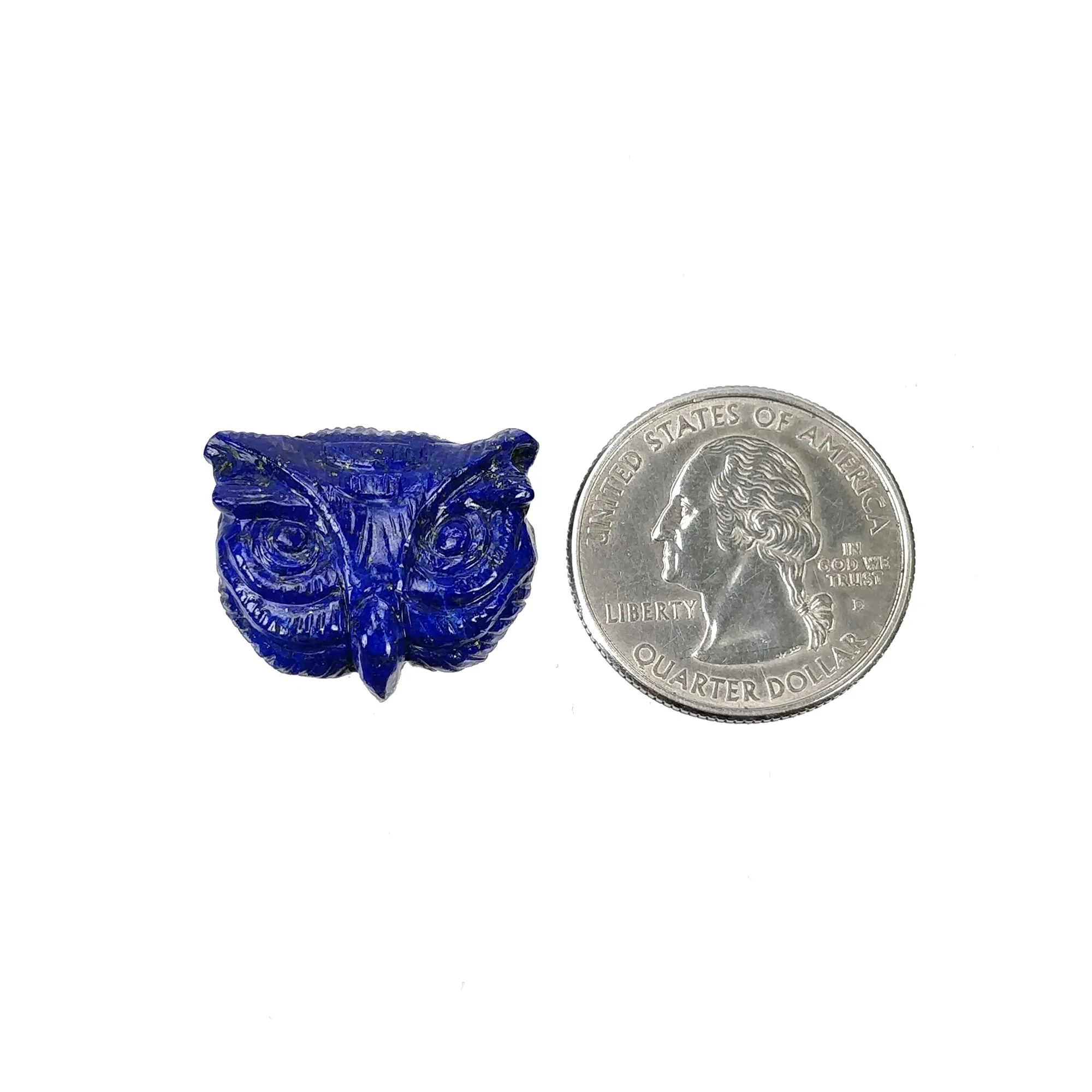 LAPIS LAZULI Gemstone Carving : 25.55cts Natural Untreated Unheated Lapis Hand Carved OWL 24*20mm