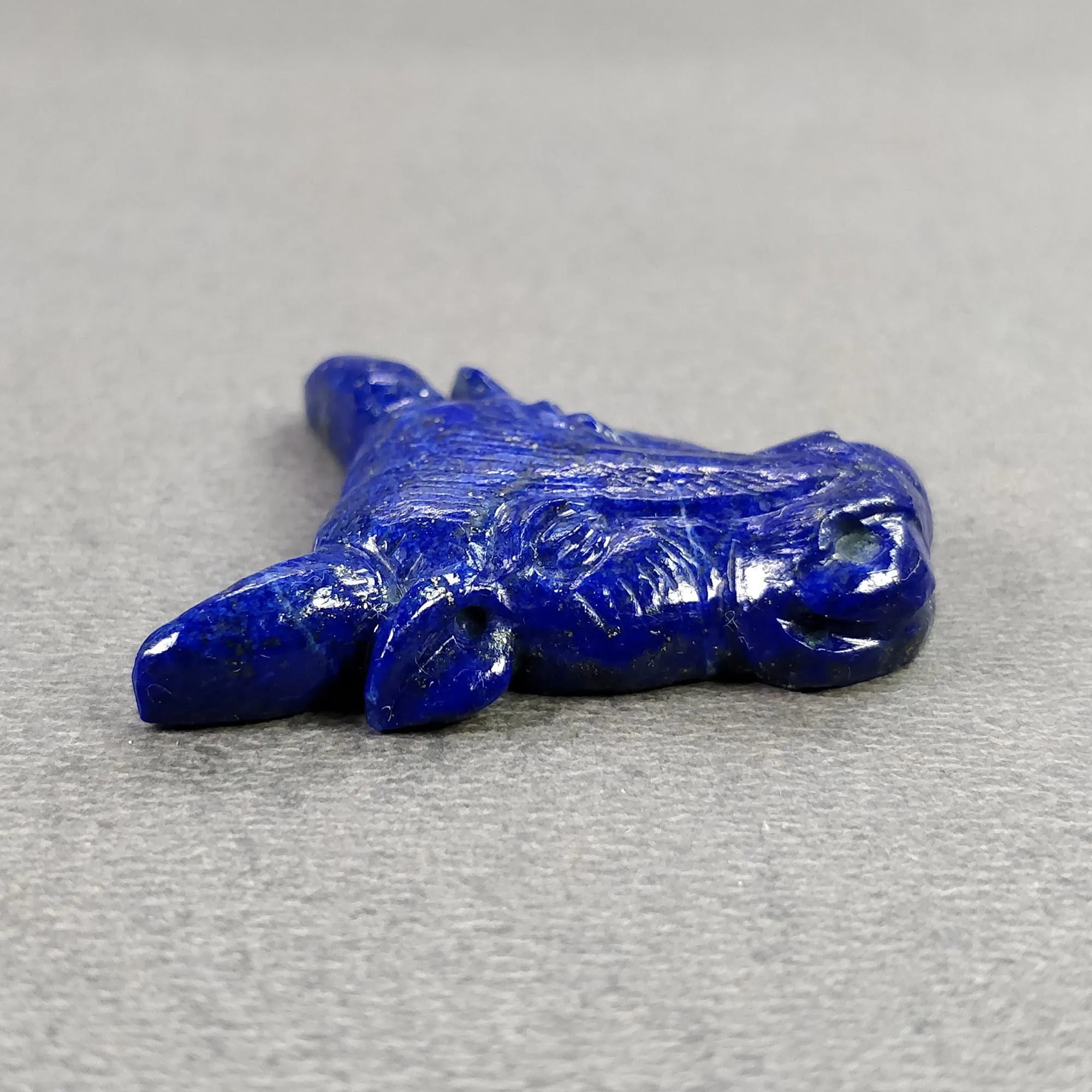 LAPIS LAZULI Gemstone Carving : 34.35cts Natural Untreated Unheated Lapis Hand Carved COW Head 30*27mm