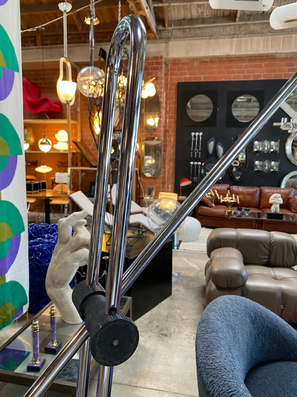 Large and Adjustable Midcentury "Arc" Marble and Chrome Floor Lamp, Italy, 1970s