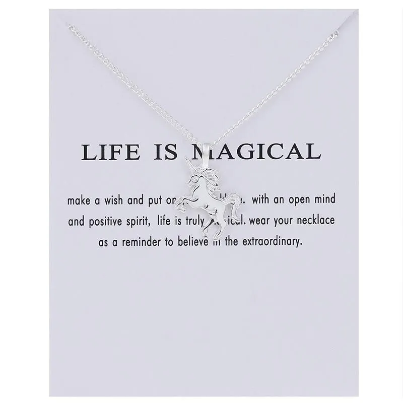 Life Is Magical Unicorn Horse Necklace