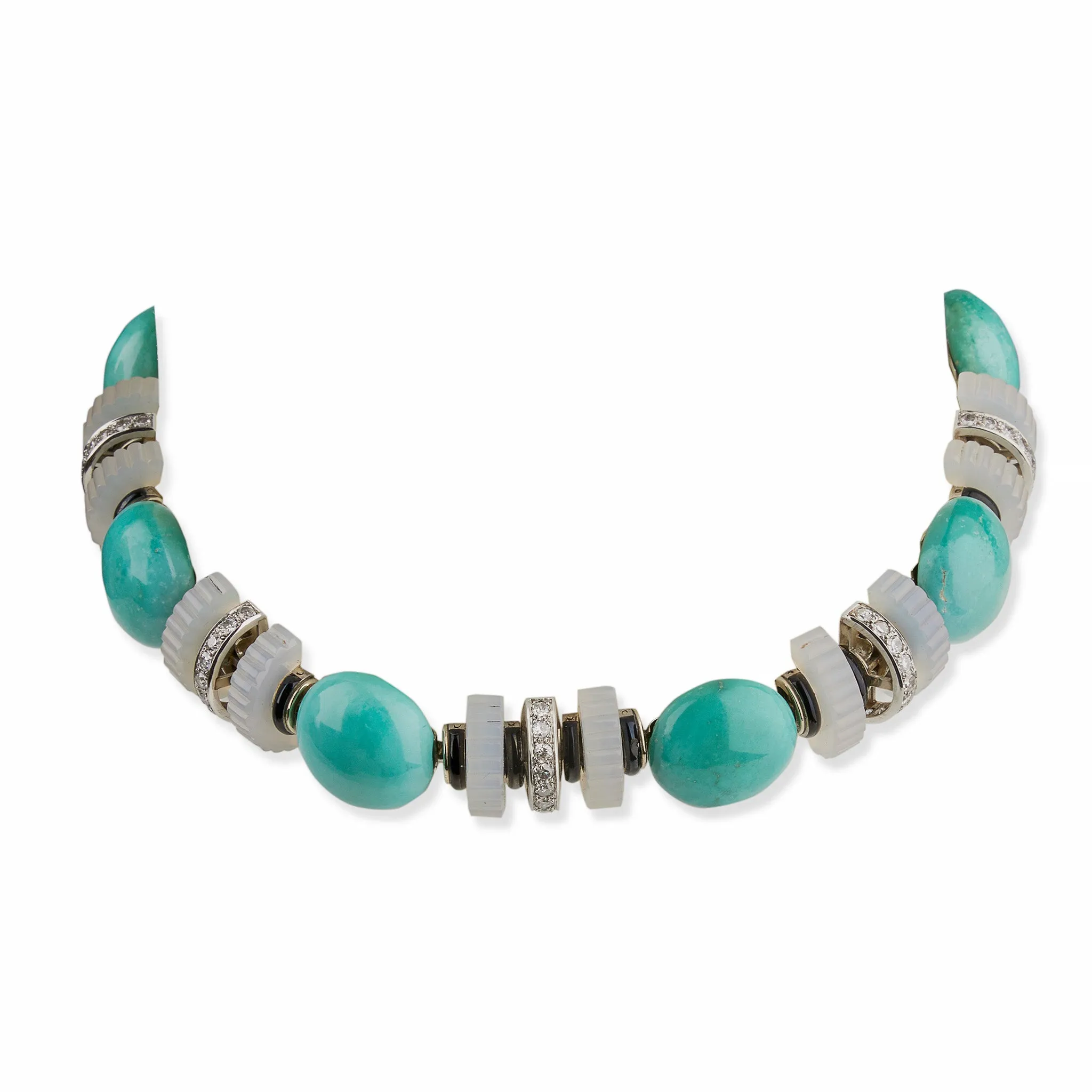 Mauboussin Turquoise, Chalcedony and Diamond Necklace