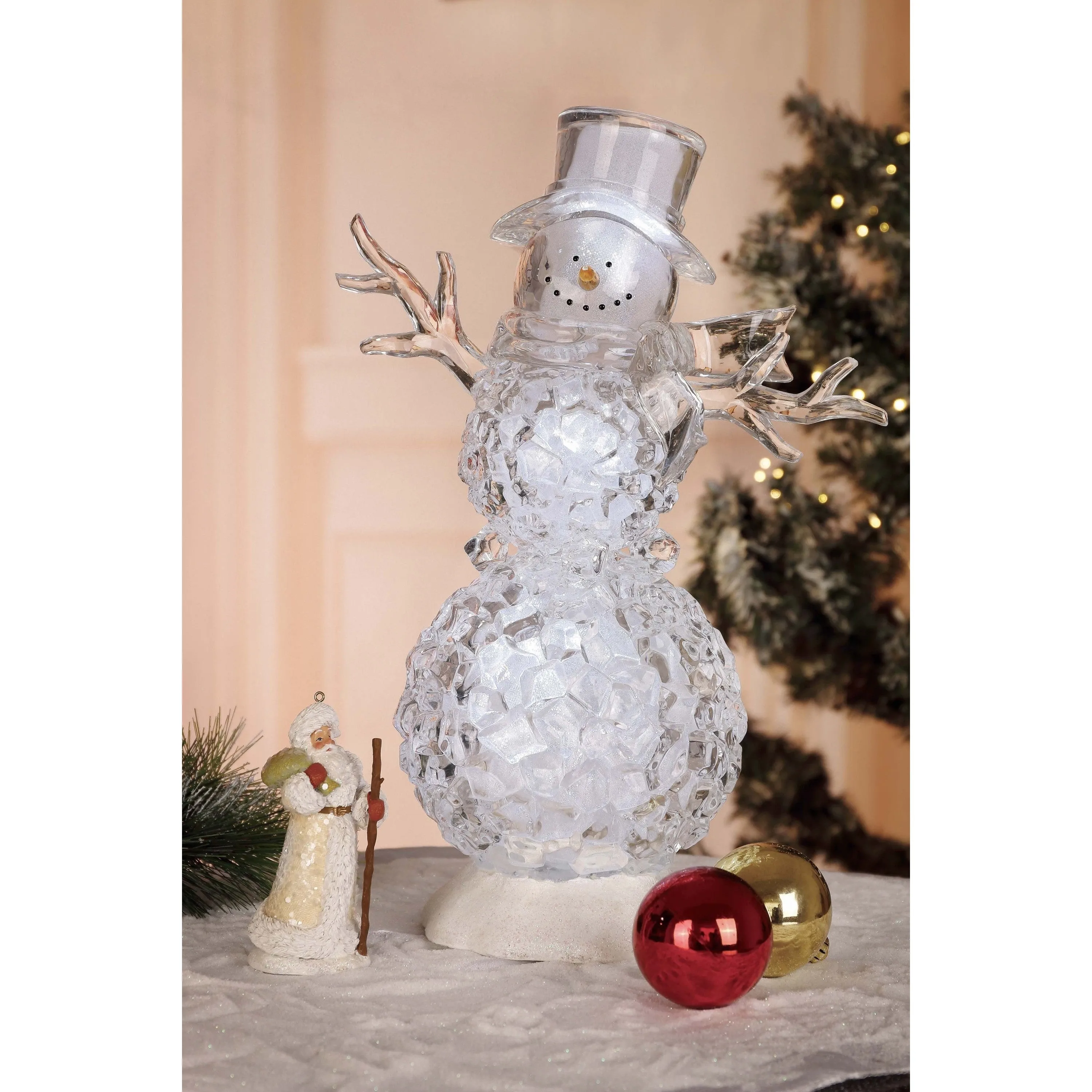 Med. Silver Glitter Snowman