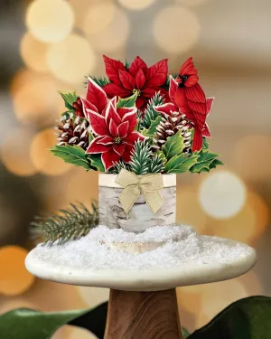 Mini Birch Poinsettia (Pop-up Greeting Card)