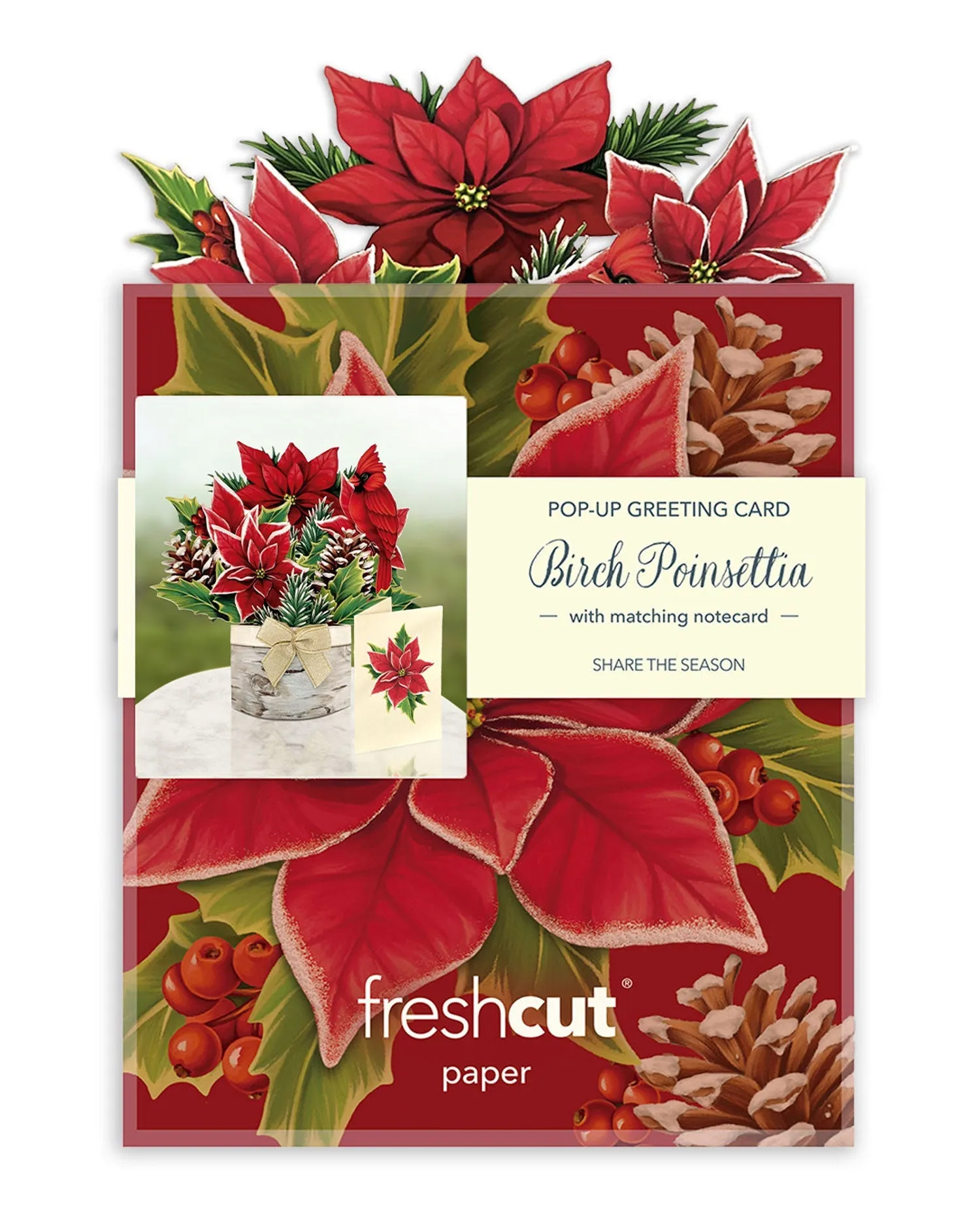 Mini Birch Poinsettia (Pop-up Greeting Card)