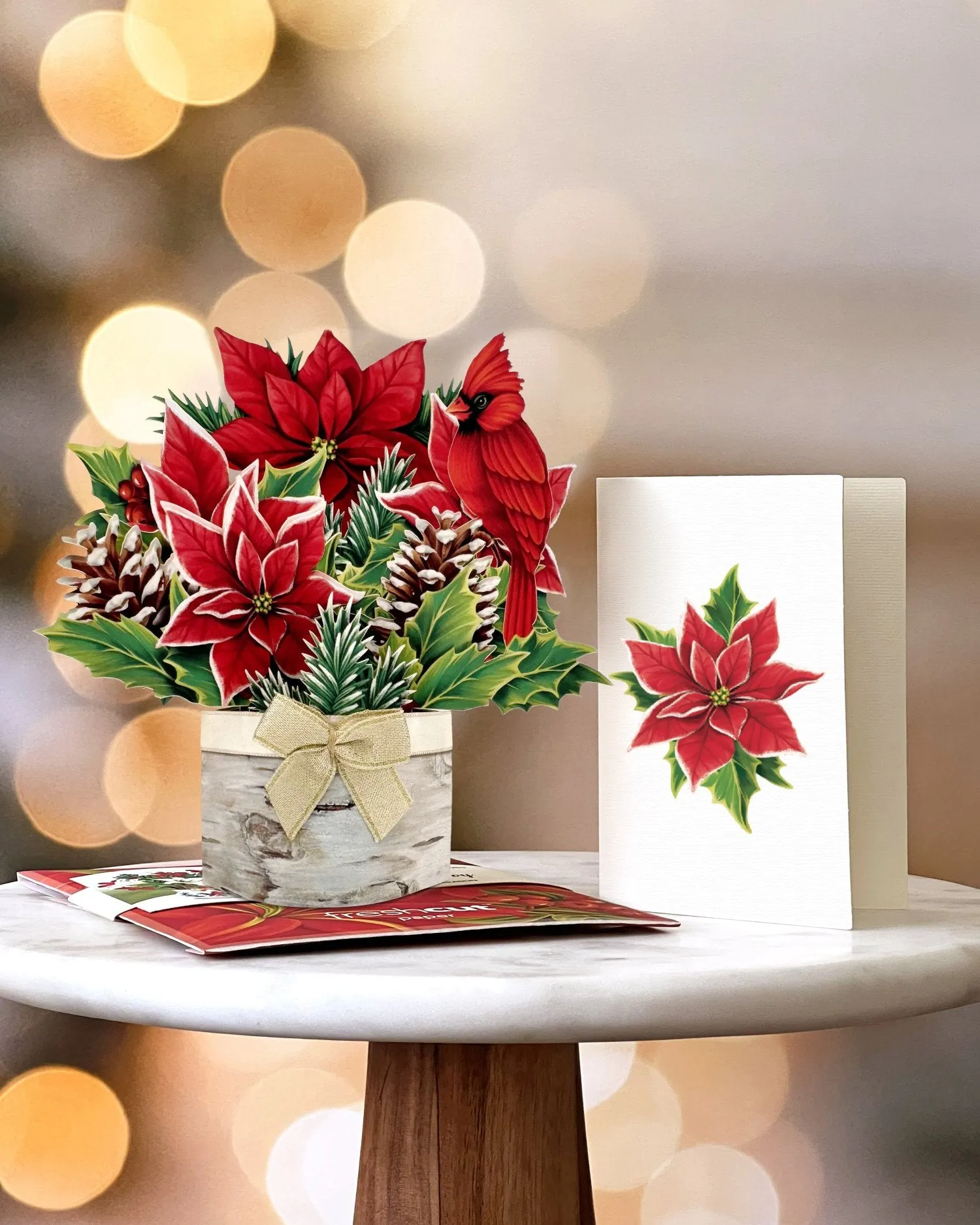 Mini Birch Poinsettia (Pop-up Greeting Card)