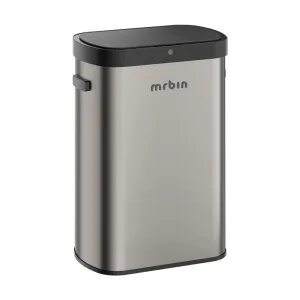 Mrbin Automatic 50L/13gal Stainless Steel Trash Can with Lid, Large Commercial Touchless Motion Sensor Waste Basket, Tall Rectangle Garbage Bin for Kitchen, Garage, Office, Eclipse Grey