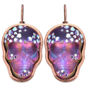 Mystic Crystal Skull Leverback Earrings (Copper Ox/Mystic Iridis)