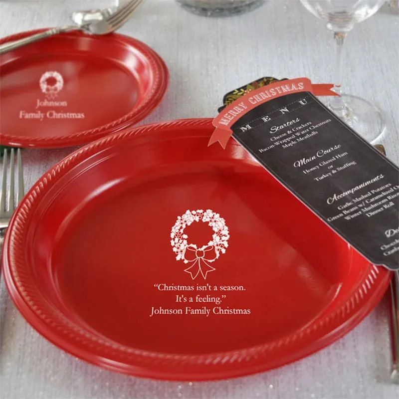 Personalized 10 Inch Plastic Christmas Dinner Plates