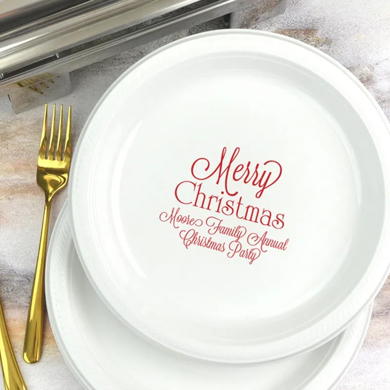 Personalized 10 Inch Plastic Christmas Dinner Plates