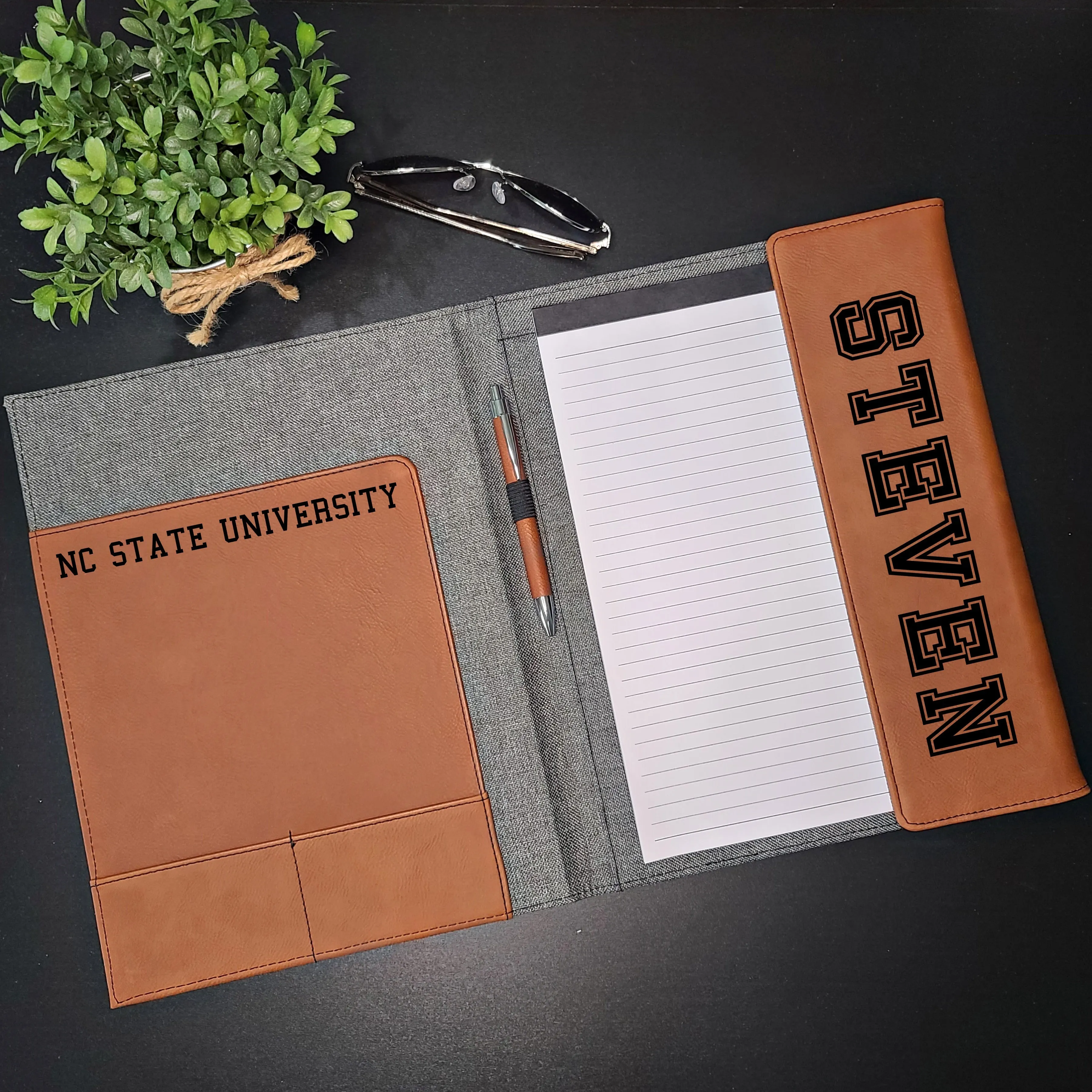 Personalized Graduation Gift | Custom Engraved Portfolio with Refillable Notepad