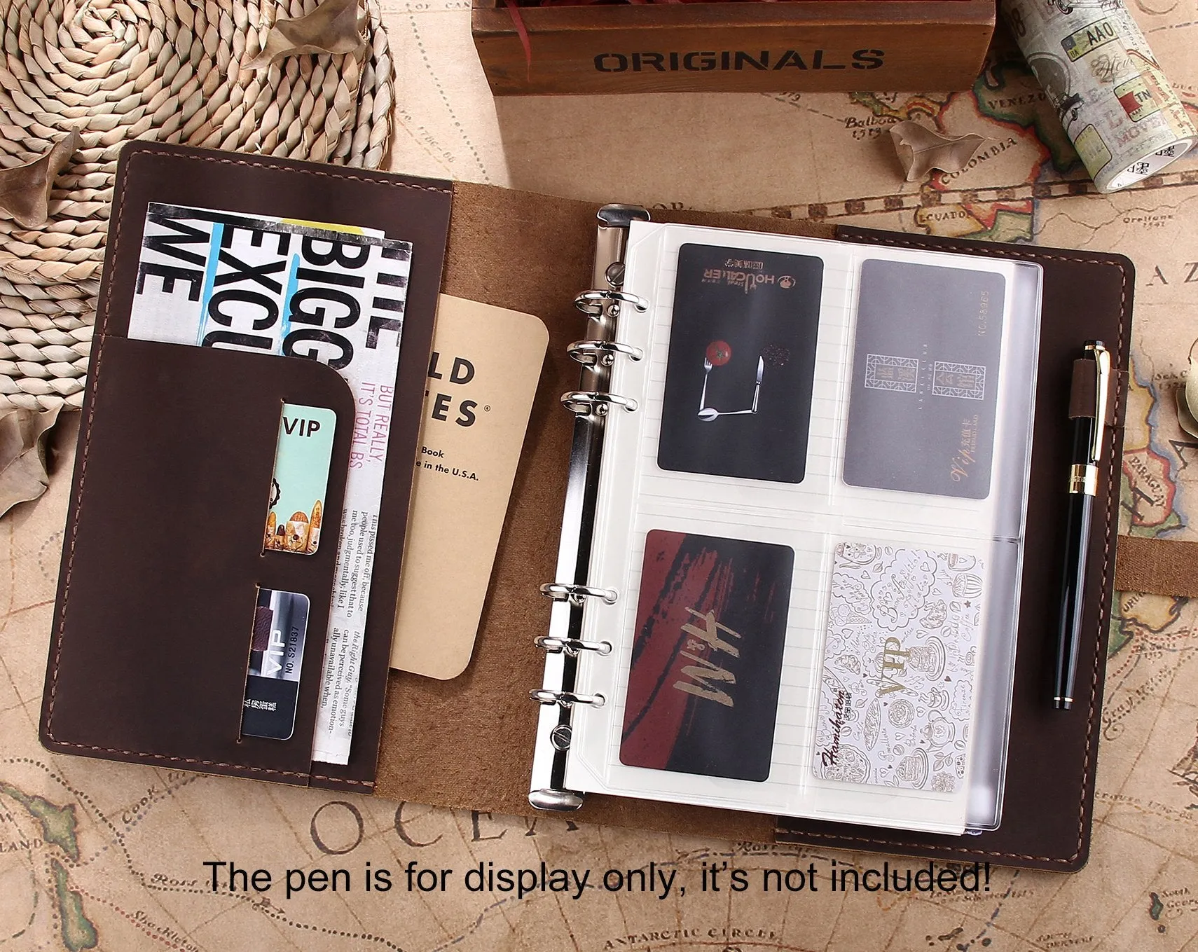 Personalized Ring Binder A5 Genuine Leather Travel Notebook