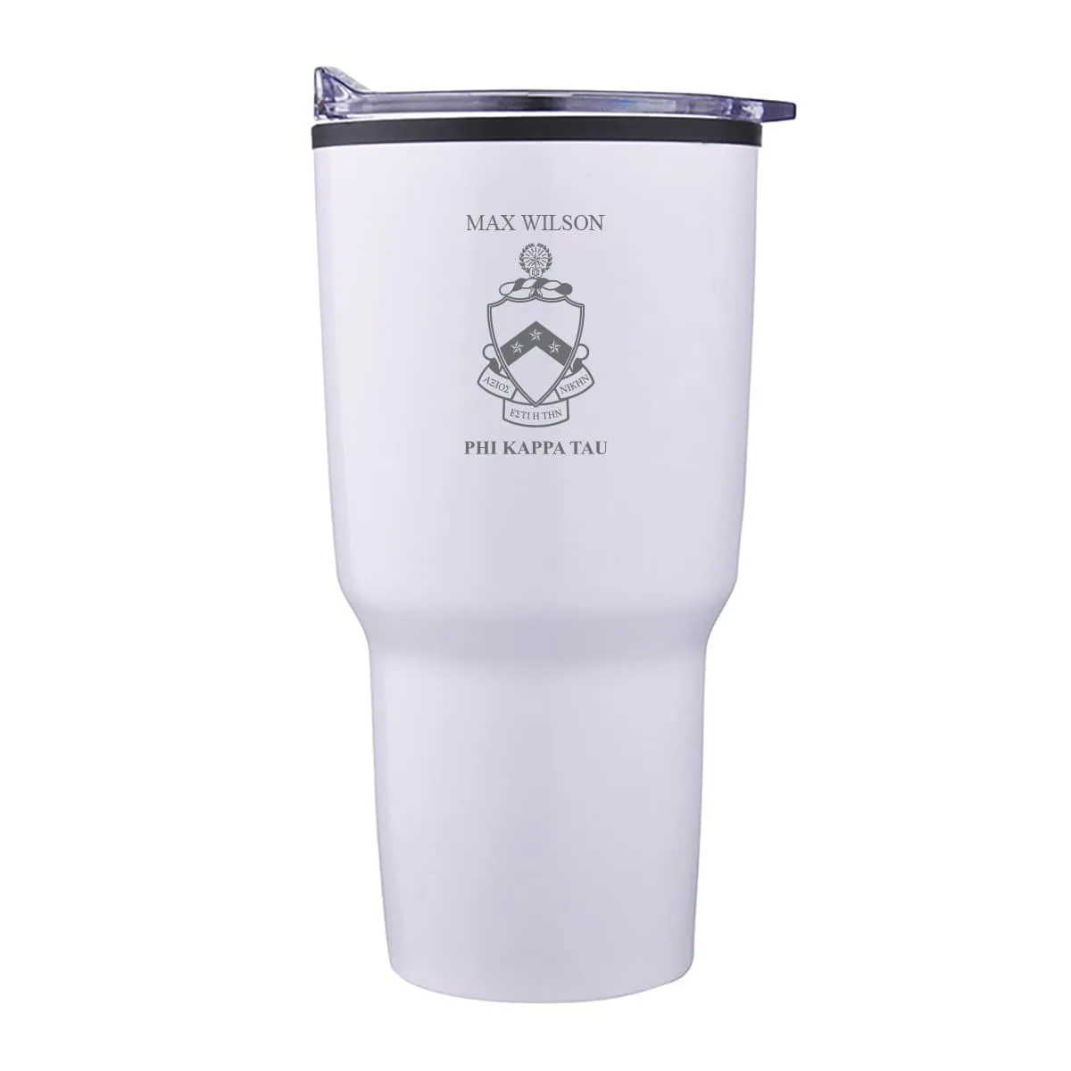 Phi Tau Personalized 30oz White Tumbler