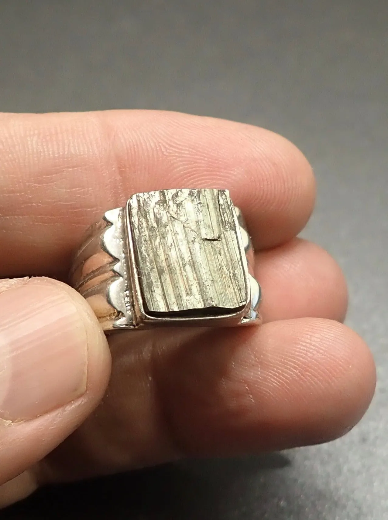 PYRITE STONE RING - UNIQUE ITEM