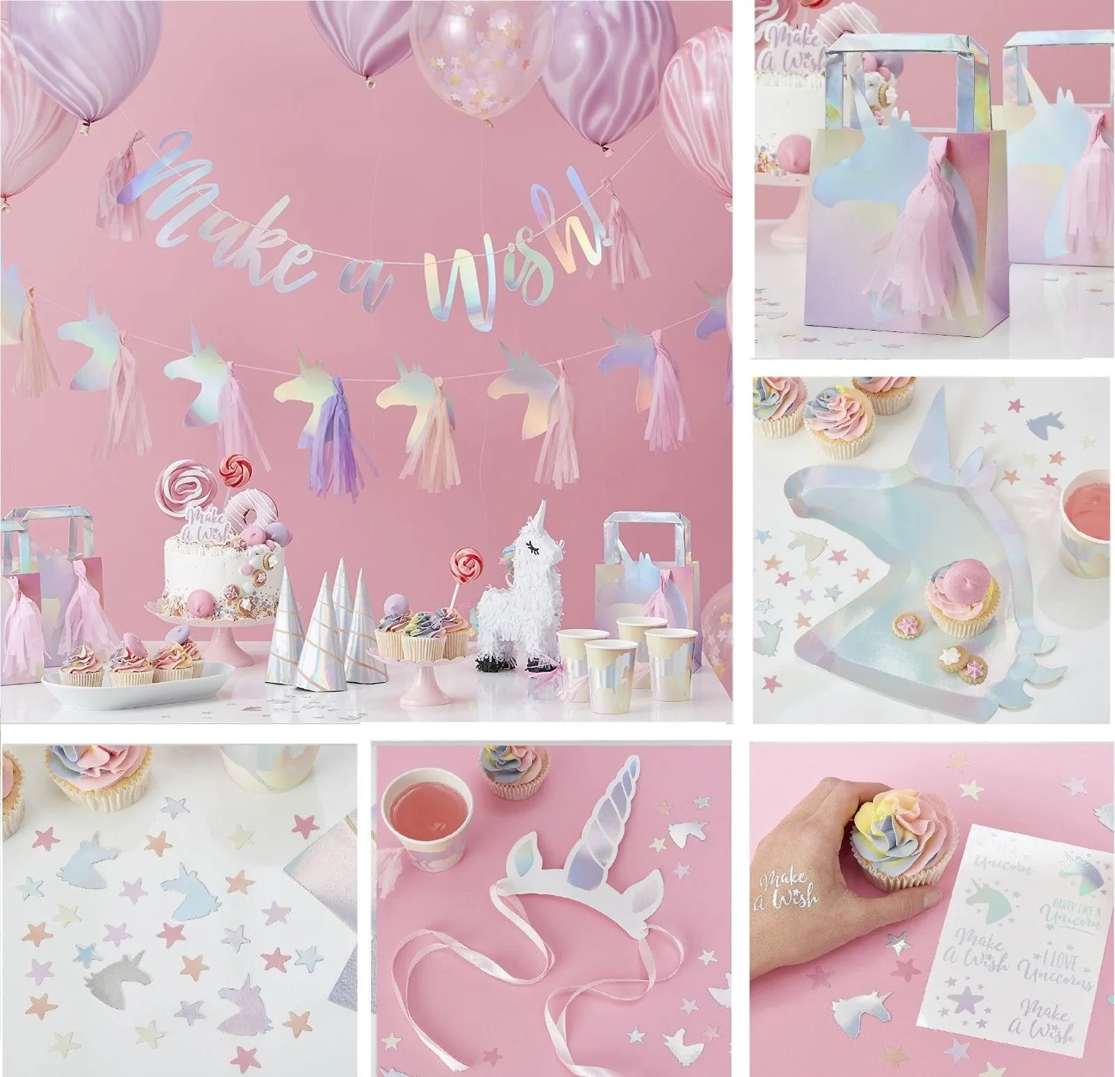 "Make a Wish" Iridescent Unicorn Horn Paper Napkins