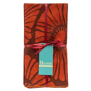 Retro Flowers Red Brown Napkins set of 4