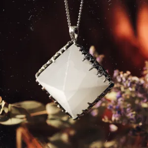 Sacred Selenite Icicle Crystal Pyramid Necklace #22