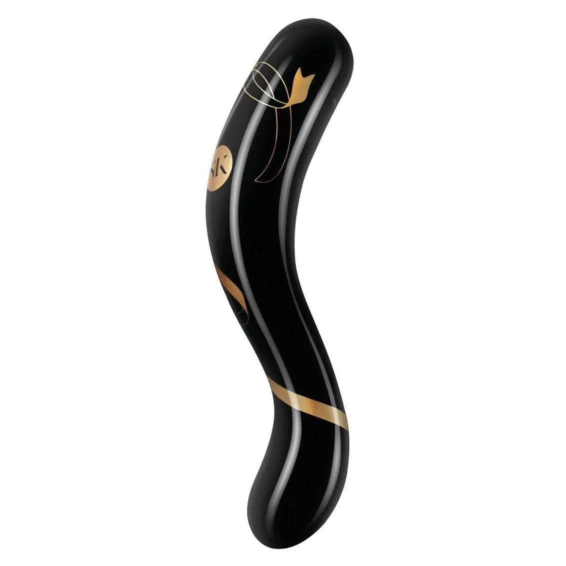 Secret Kisses - 7 Inch Handblown Double Ended  Dildo - Black