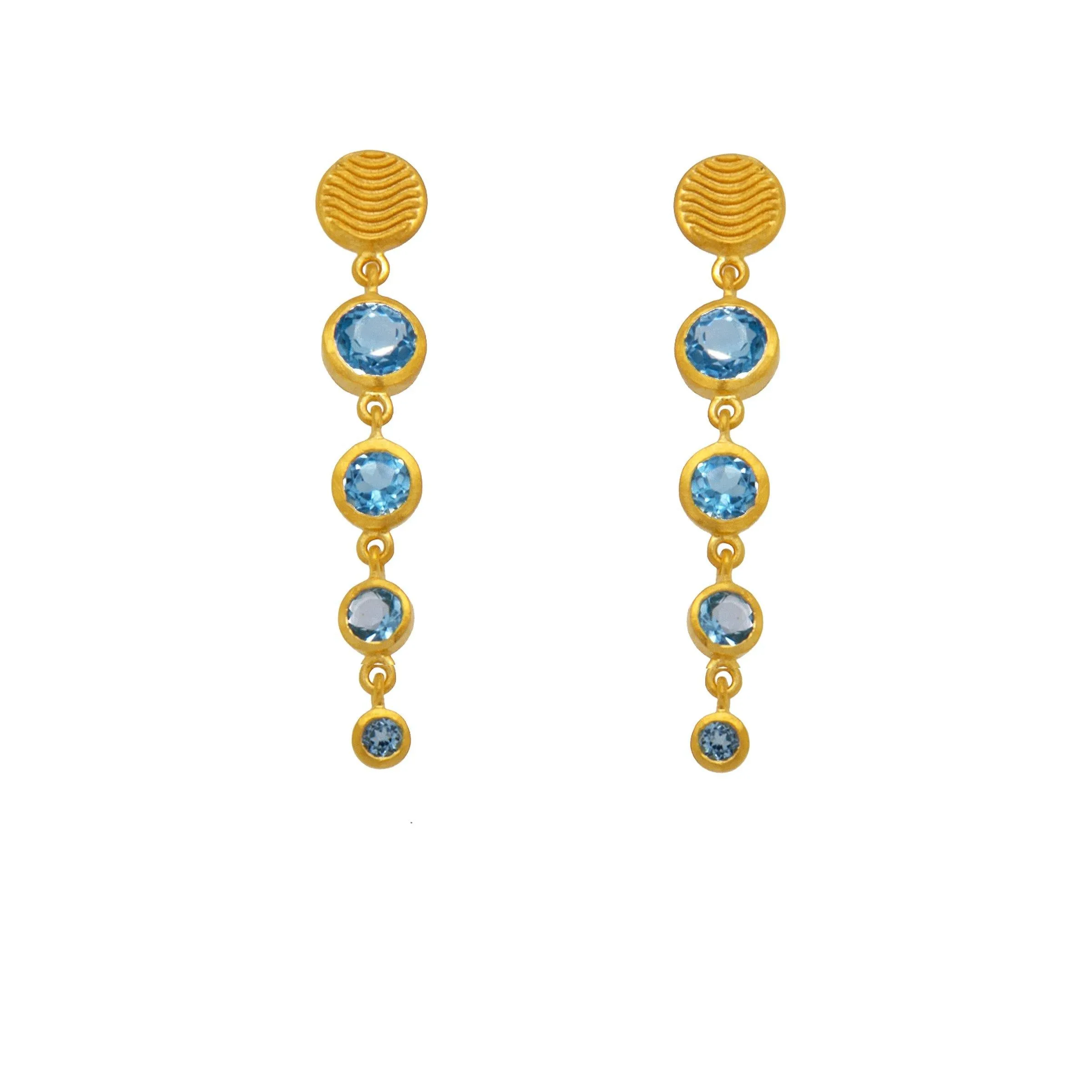 Serenity 4 Bezel Drop Earrings 24K Gold Vermeil