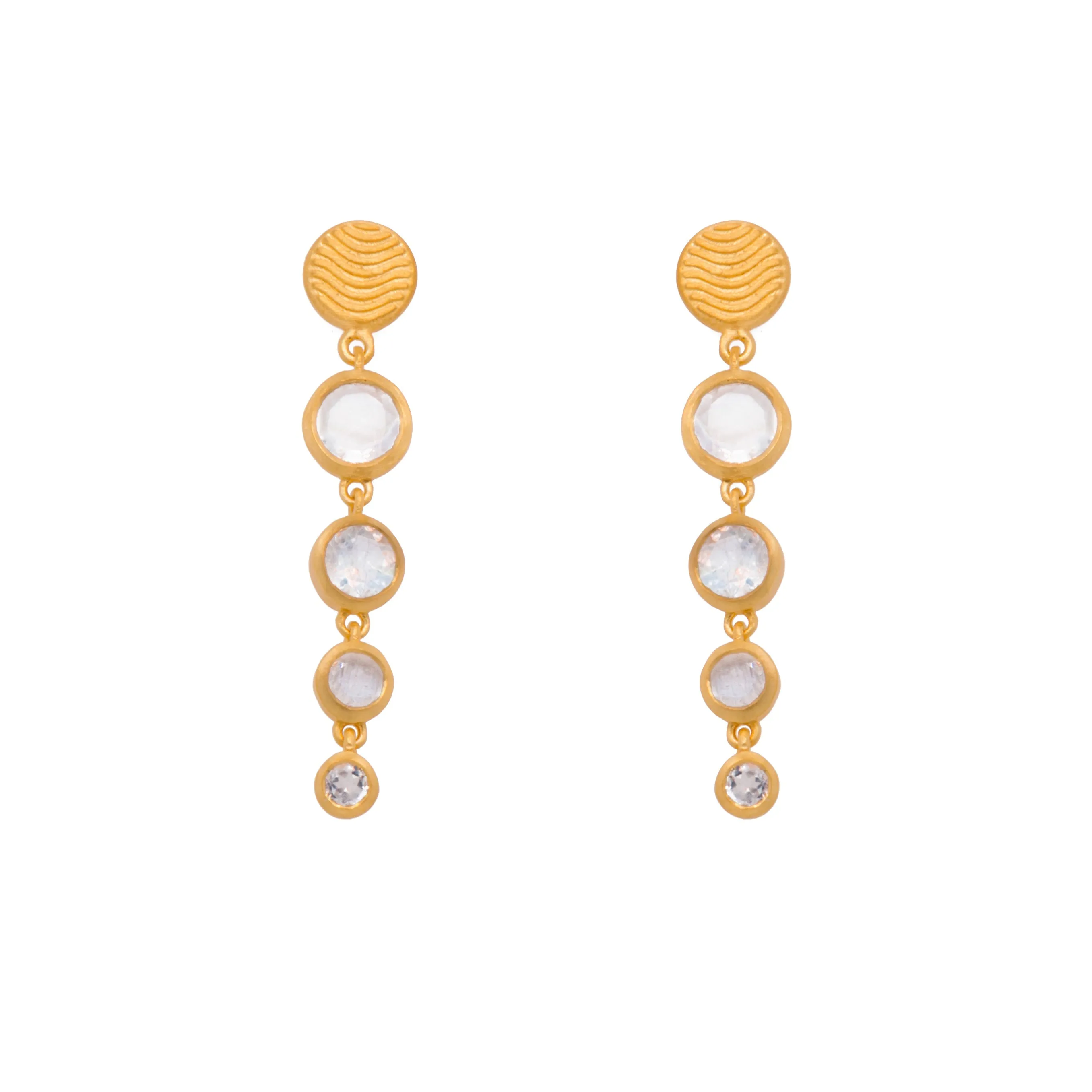 Serenity 4 Bezel Drop Earrings 24K Gold Vermeil