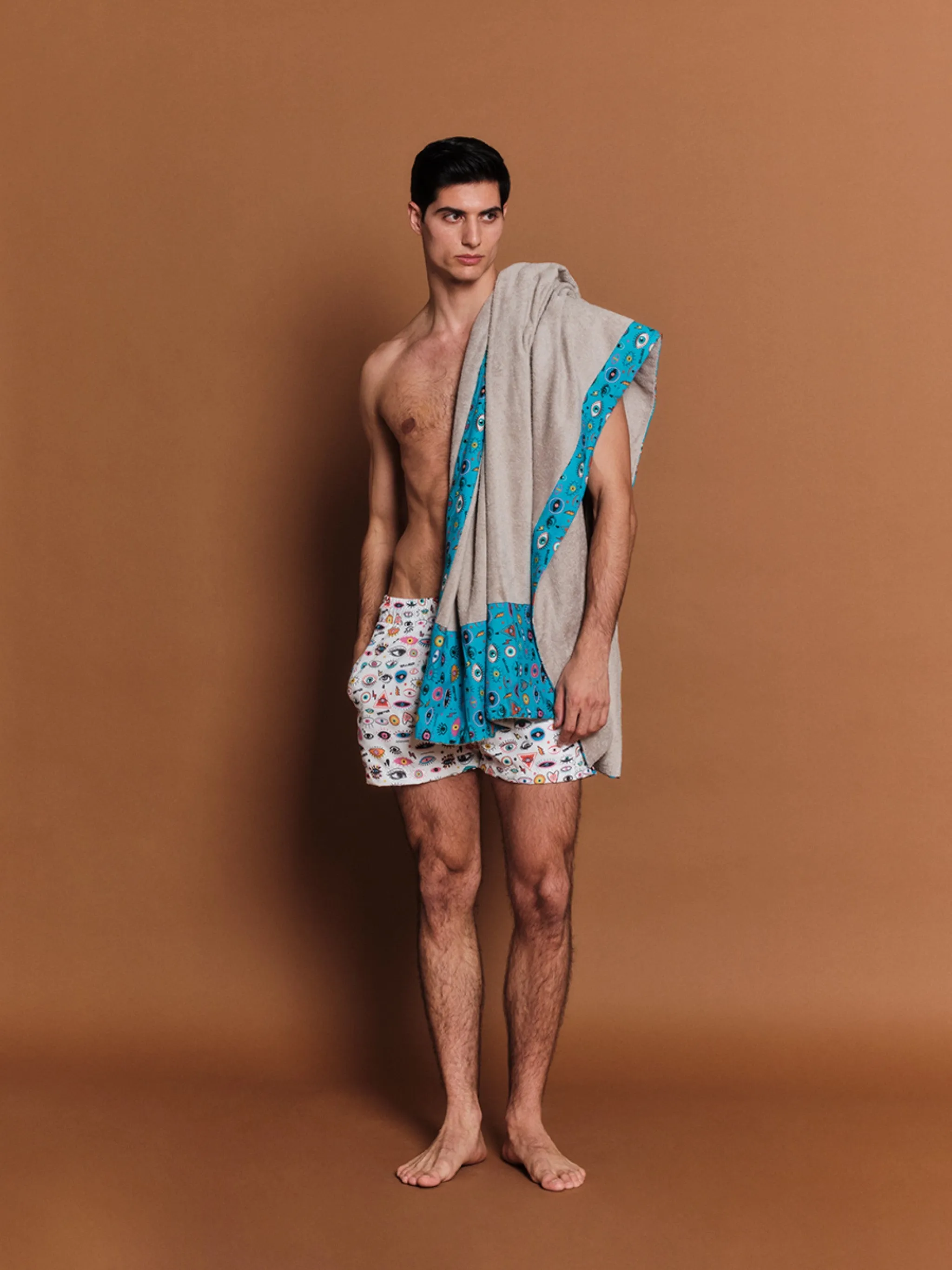 Sky Blue Eyes Greige | Head 2 Toe Beach Towel