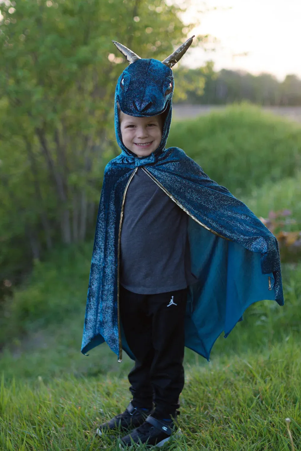 Starry Night Dragon Cape, Teal/Gold