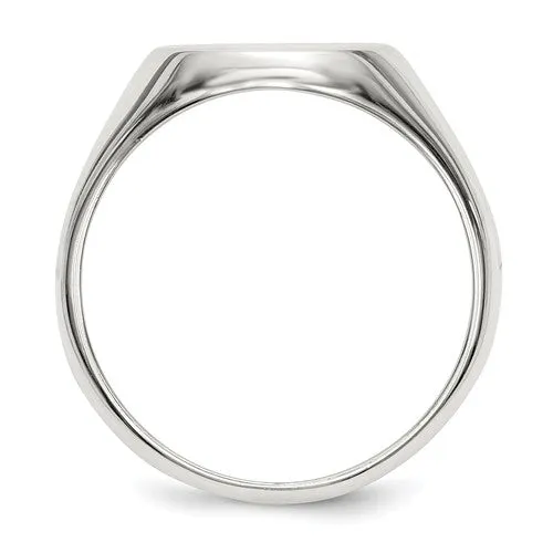 Sterling Silver 15x12mm Solid Closed Back Signet Ring - (Men's Sizes)