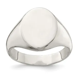 Sterling Silver 15x12mm Solid Closed Back Signet Ring - (Men's Sizes)