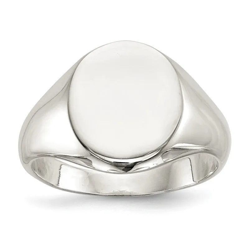 Sterling Silver 15x12mm Solid Closed Back Signet Ring - (Men's Sizes)