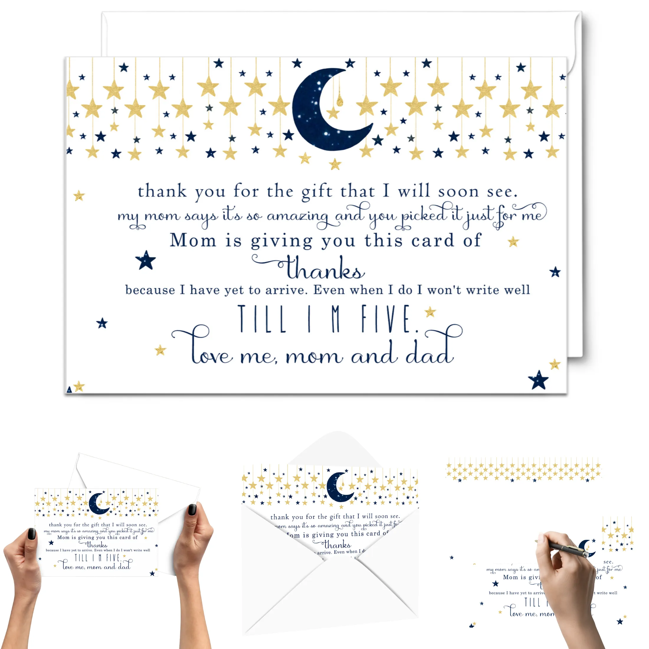 Twinkle Little Star Thank You Cards for Boys – Notecards with Envelopes (Pack of 25)