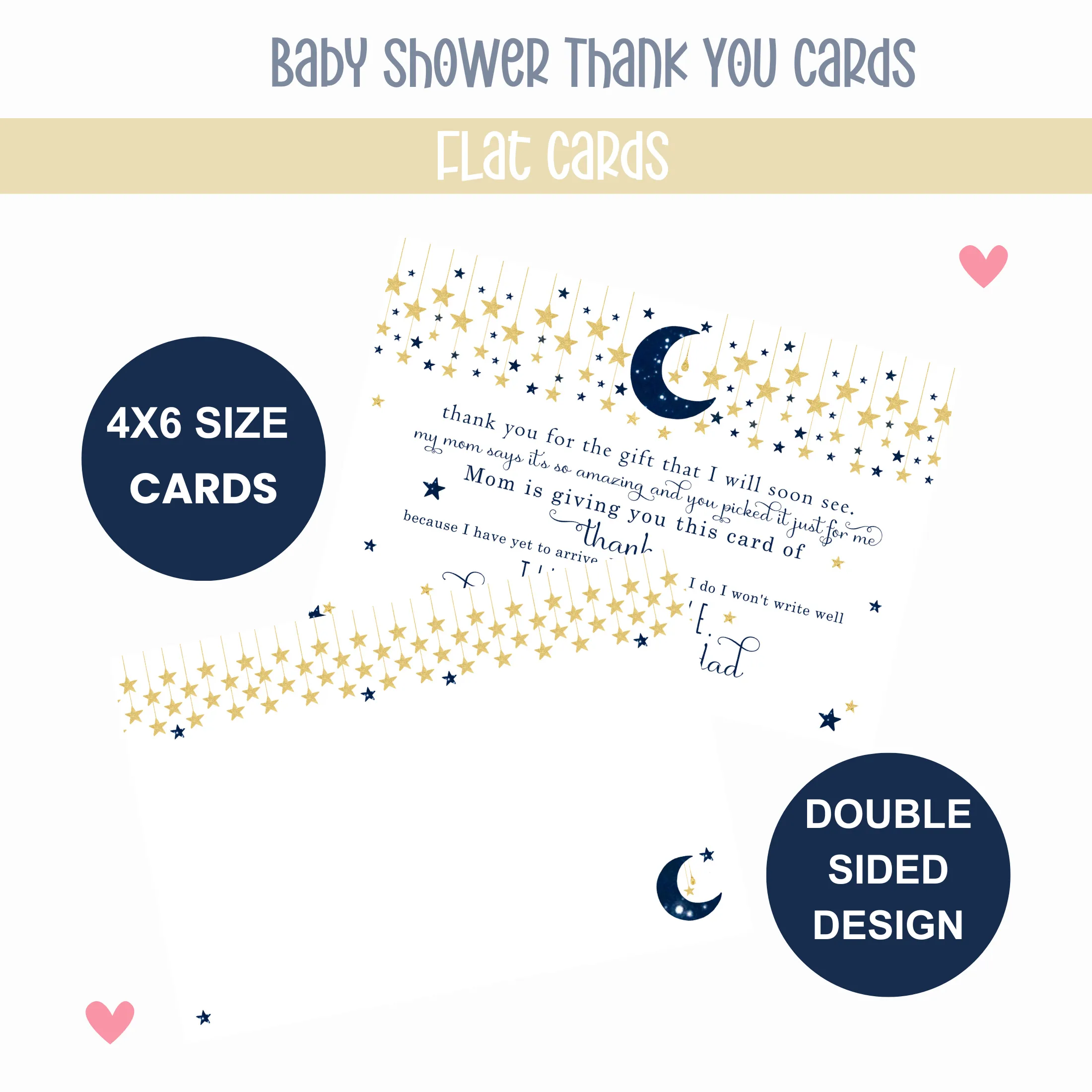 Twinkle Little Star Thank You Cards for Boys – Notecards with Envelopes (Pack of 25)