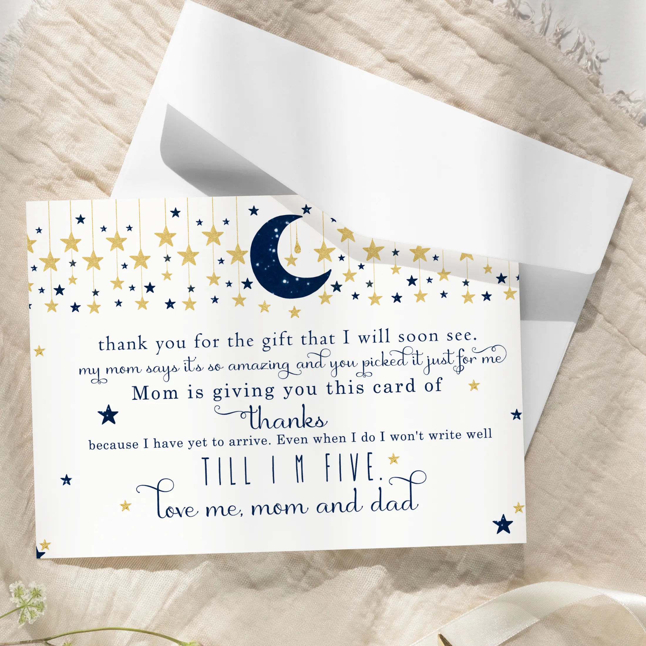 Twinkle Little Star Thank You Cards for Boys – Notecards with Envelopes (Pack of 25)