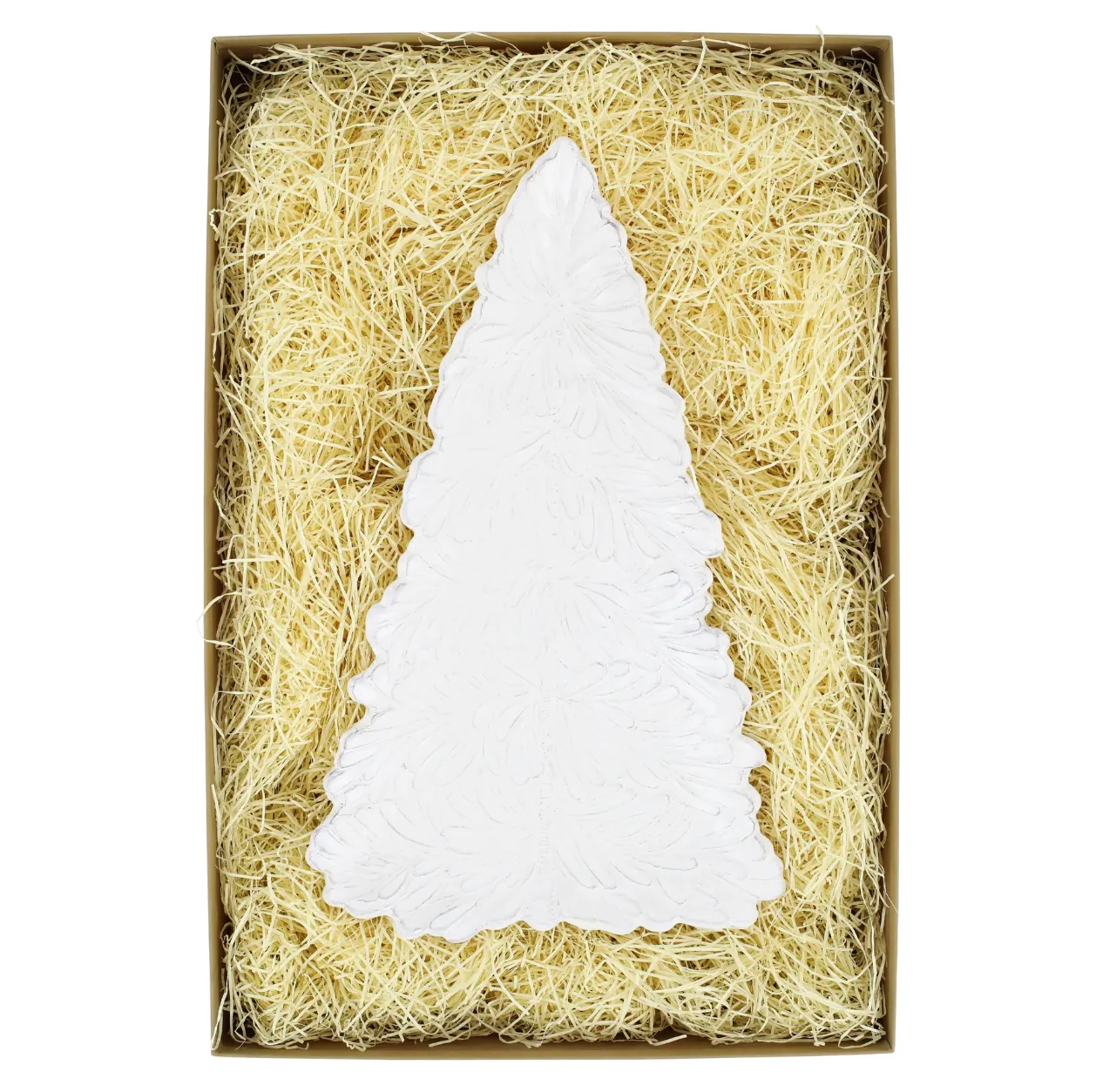 VIETRI Lastra Holiday Figural Tree Small Platter, White