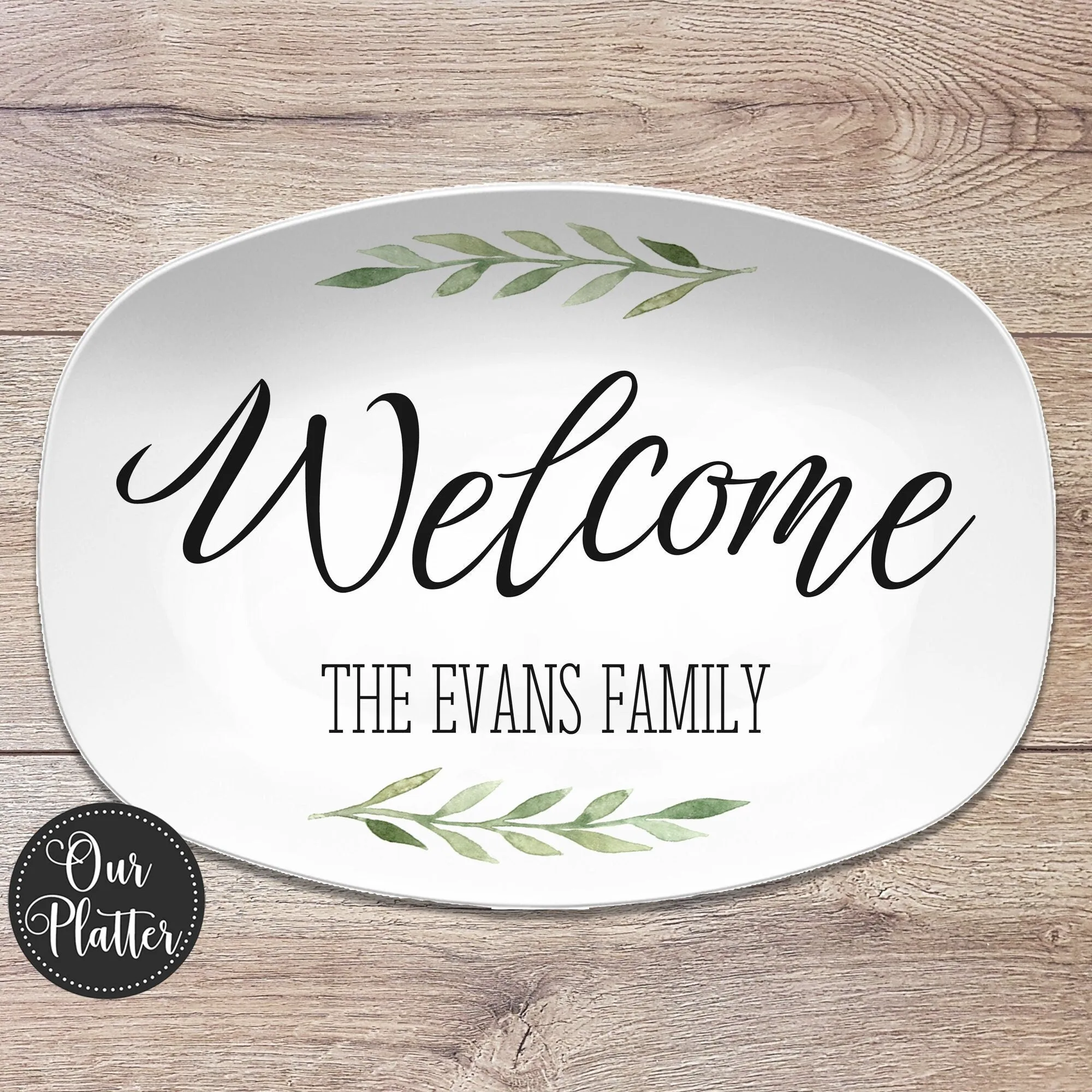 Welcome  Gather  Custom Family Personalized Platter